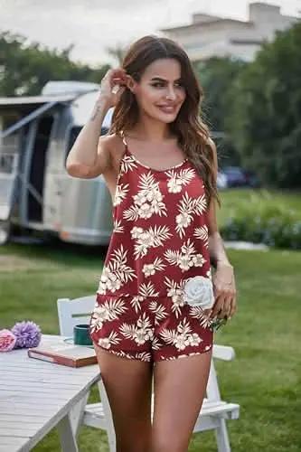 Silk Pajamas Set for Women Satin Backless Lingerie Pjs Cami Top and Shorts Nightwear - Love Salve